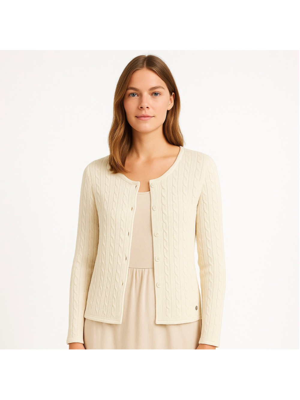 Boomerang Sweden $325 Cream 100% Organic Cotton Cable Knit Cardigan Sweater